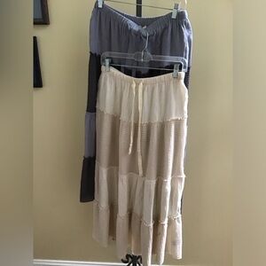 POL NWT Skirt Thermal Jersey Cream Grey Elastic Waist Fits small medium